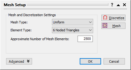 Mesh Setup dialog box 