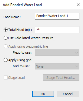 Add Ponded Water Load dialog 