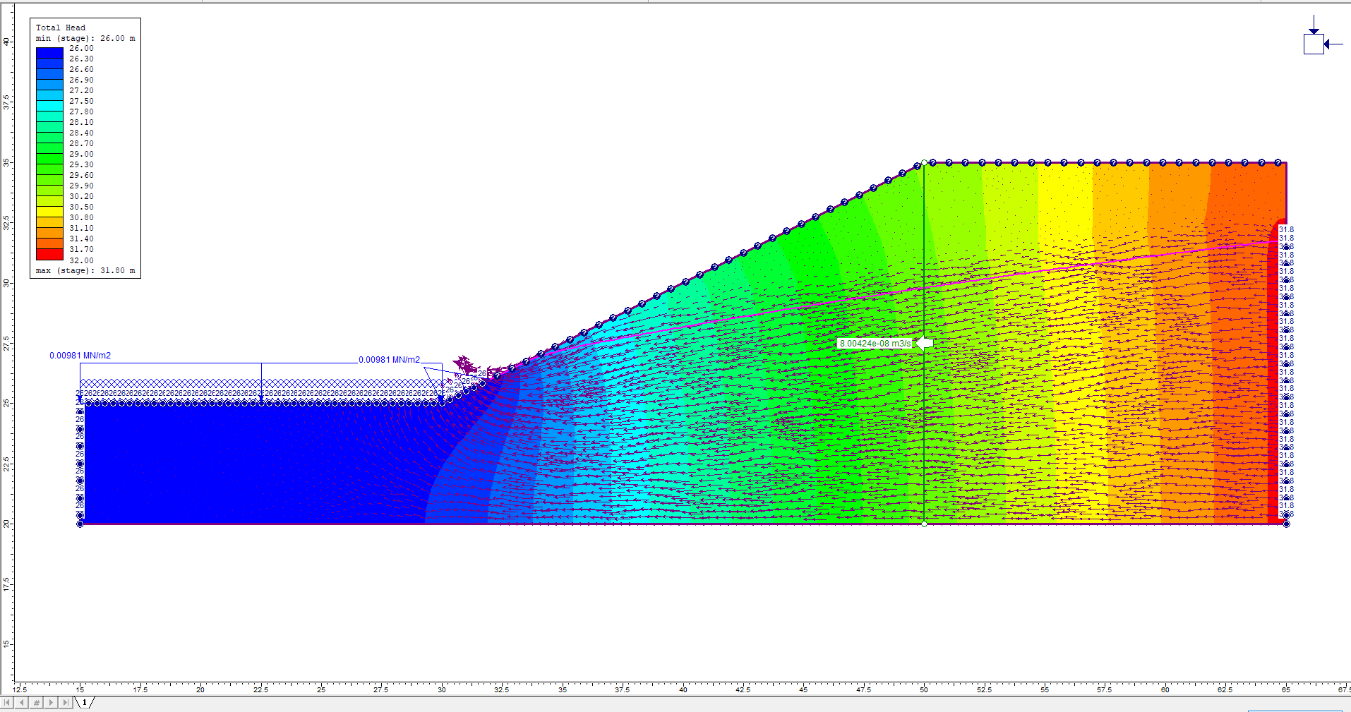 Image of model with flow vectors