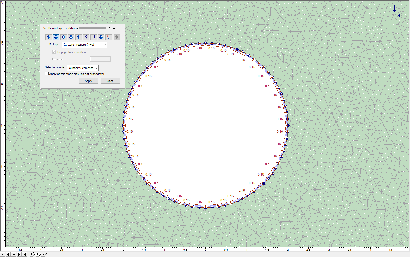 Image of model after drawing a selection window around the tunnel