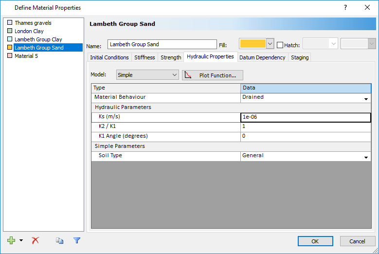 Define Material Properties dialog box 