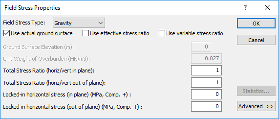 Field Stress Properties dialog box 