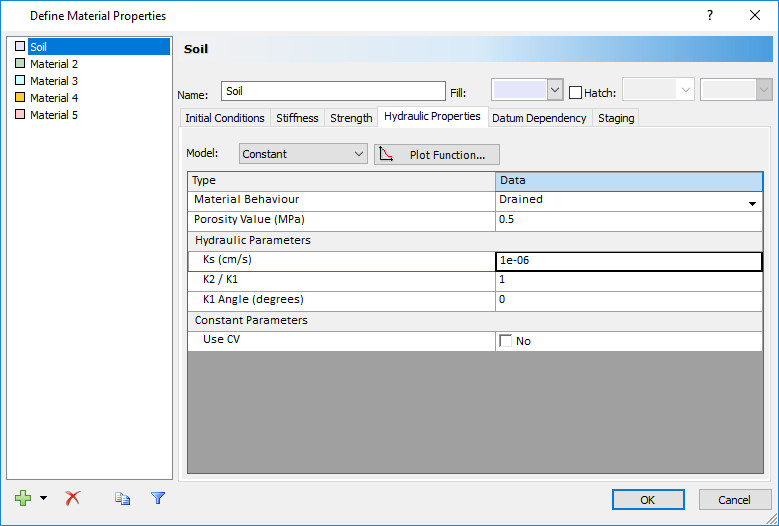 Define Material Properties dialog box 