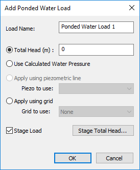 Add Ponded Water Load dialog box 