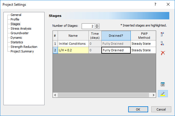 Project Settings dialog box 