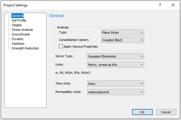 Project Settings dialog box 