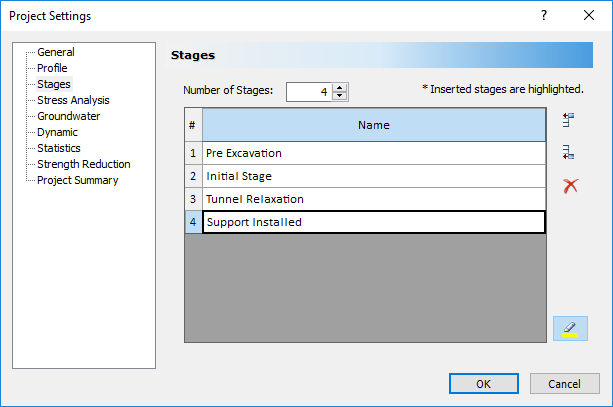 Project Settings dialog box 