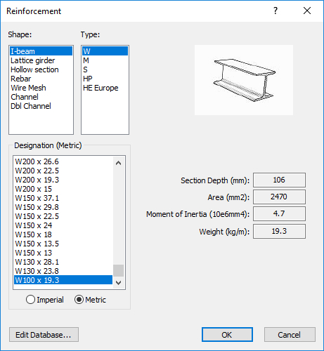 Reinforcement dialog box 