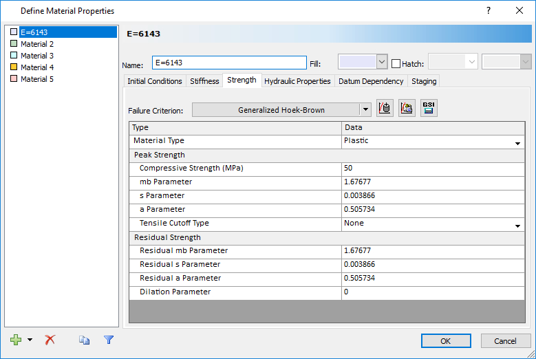 Define Material Properties dialog box 