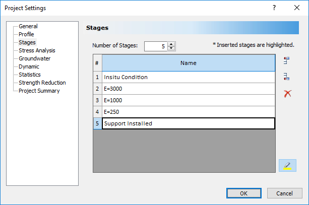 Project Settings dialog box 