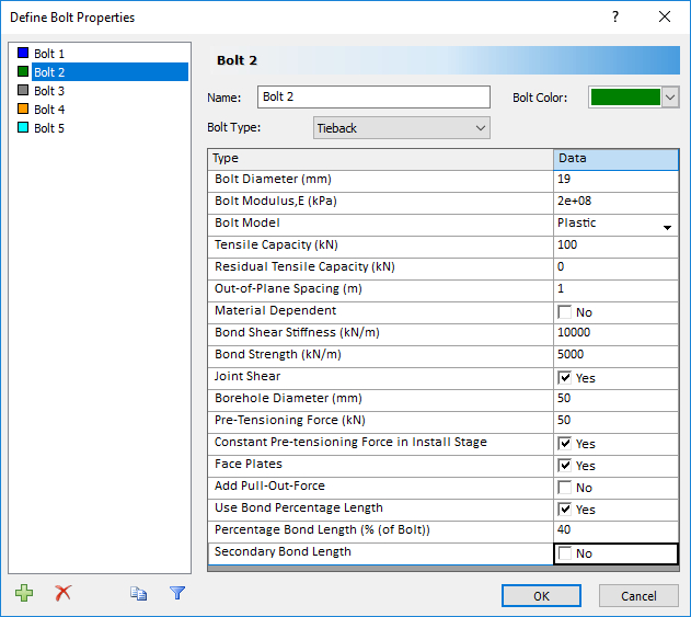 Define Bolt Properties dialog box 