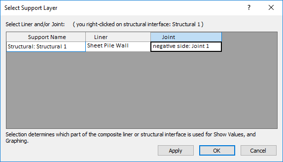 Select Support Layer dialog box 