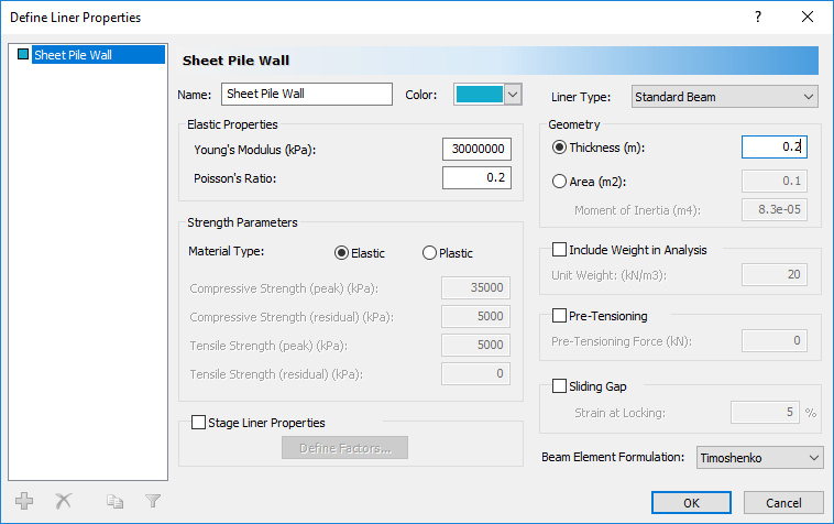 Define Liner Properties dialog box 