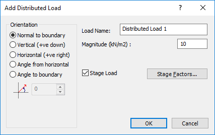 Add Distributed Load dialog box 