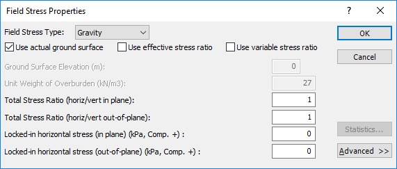 Field Stress Properties dialog box 