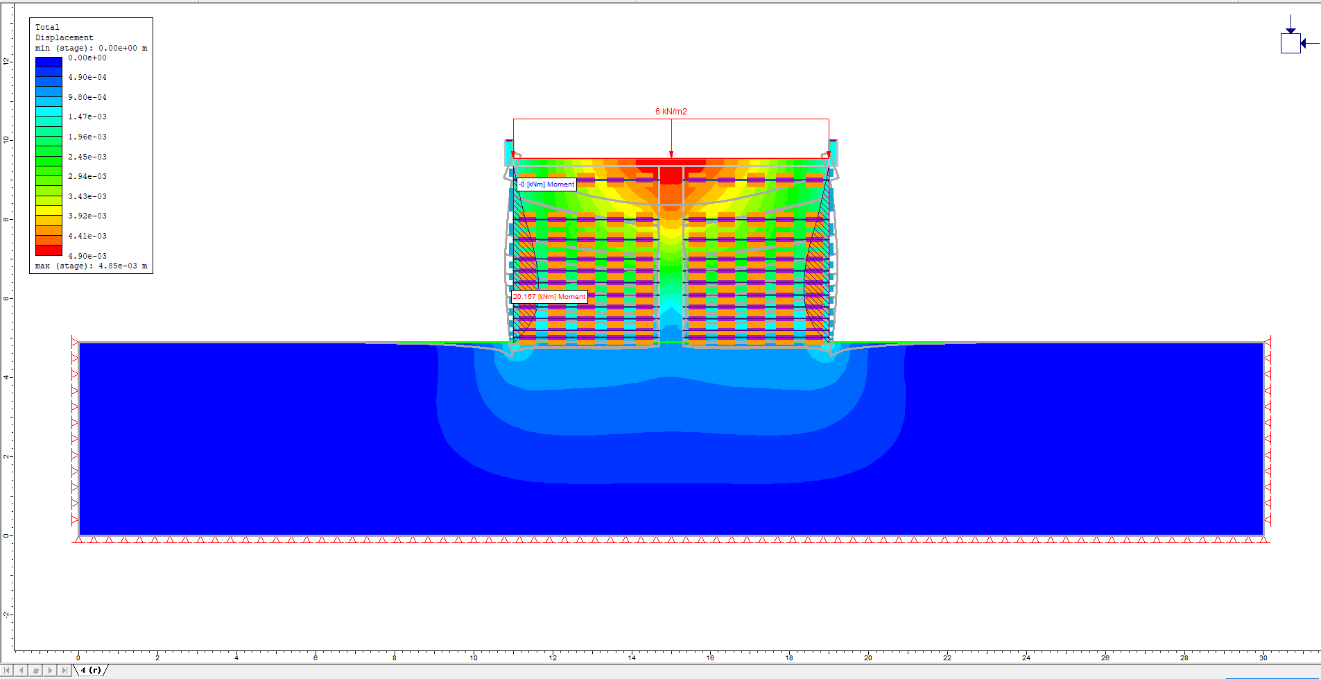 Image of bending moments being plotted on the model 