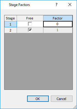 Stage Factors dialog box 