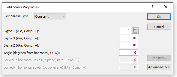 Field Stress Properties dialog box 