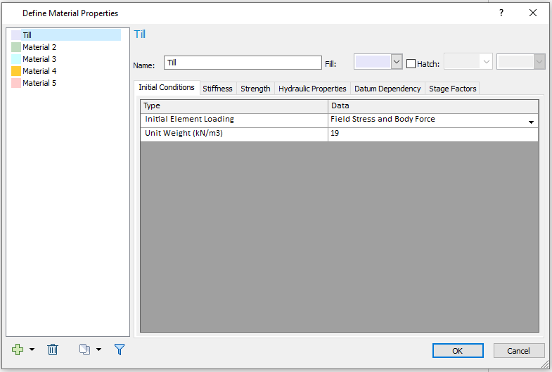 Define Material Properties dialog box 