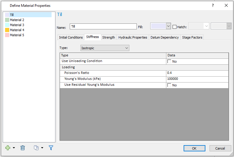 Define Material Properties dialog box 