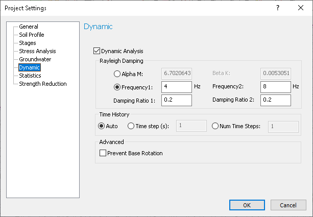 Project Settings dialog box 