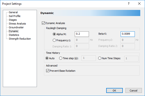 Project Settings dialog box 