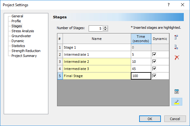 Project Settings dialog box 