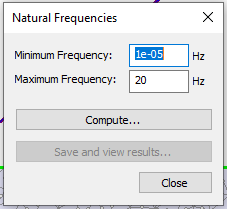 Natural Frequencies dialog box 