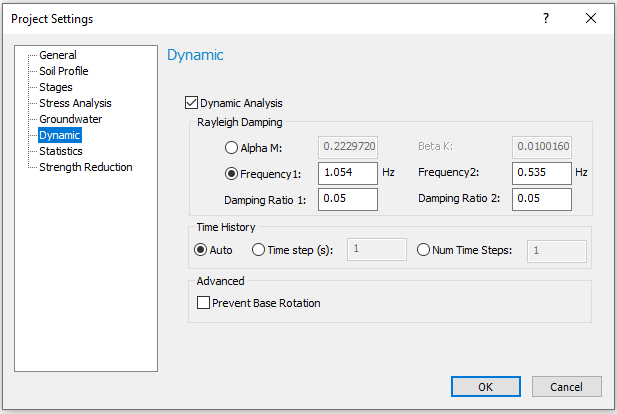 Project Settings dialog box 