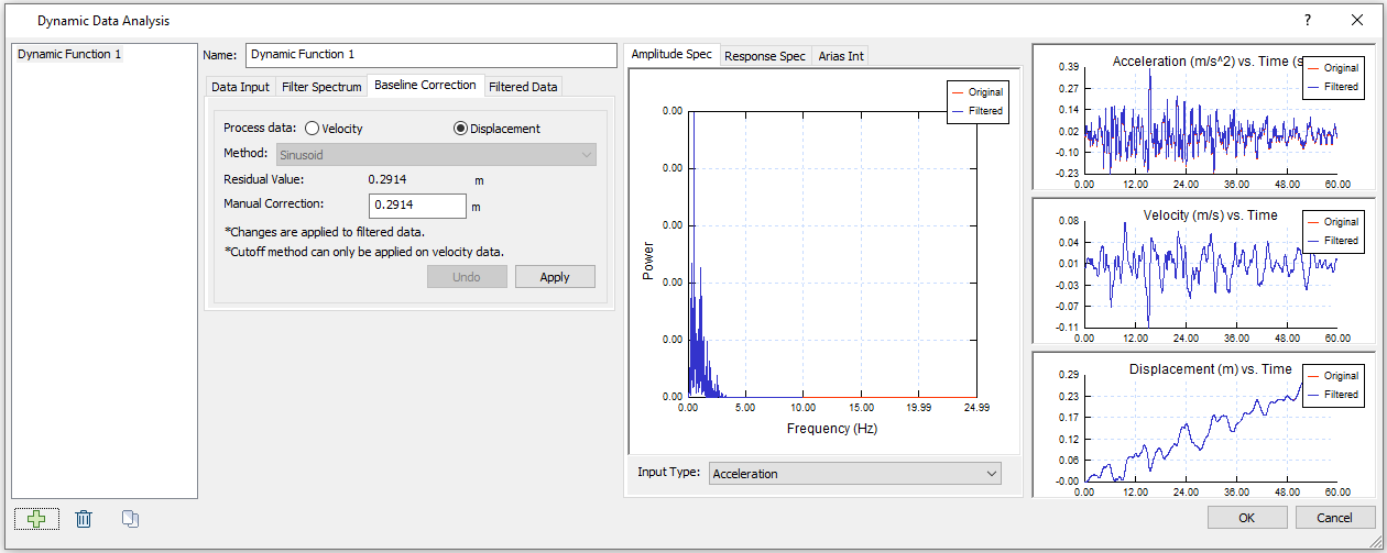 Dynamic Data Analysis dialog 