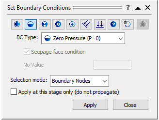 Set Boundary Conditions dialog 