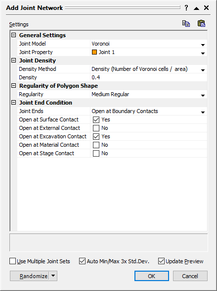 Add Joint Network dialog 