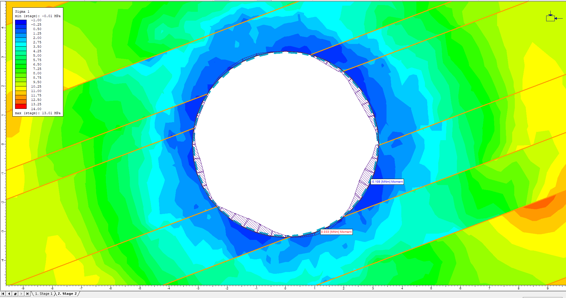 Image of model showing liner bending moment results being different from Composite Liner bending moments