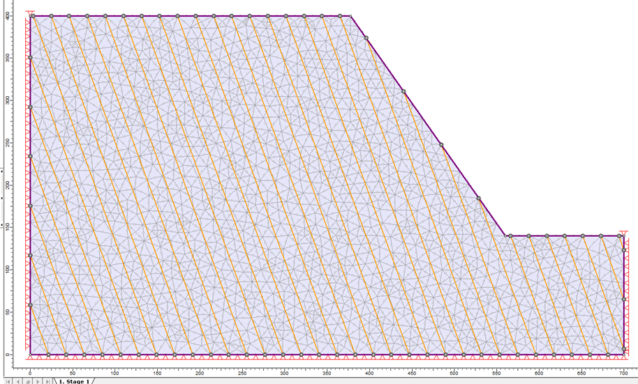 Image of model involving the stability analysis of slope contained of a parellel joint network