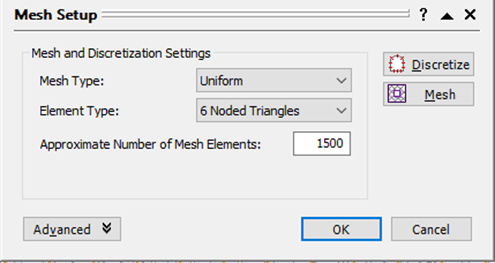 Mesh Setup dialog