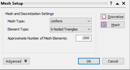 Mesh setup dialog