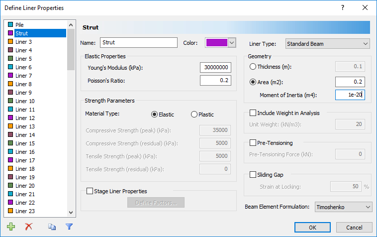 Define Liner Properties dialog box 