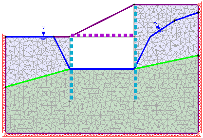 Trench with Piles and Struts