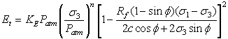 The tangential modulus for a stress condition equation 