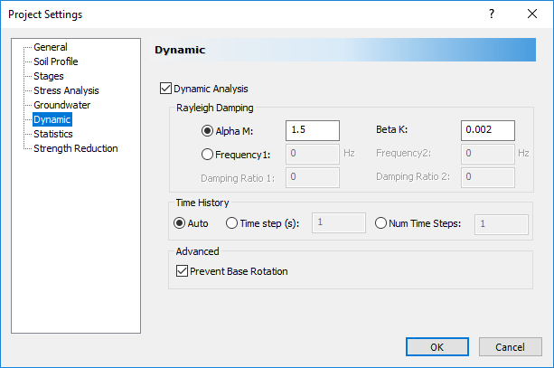 Project Settings dialog- Dynamic tab 