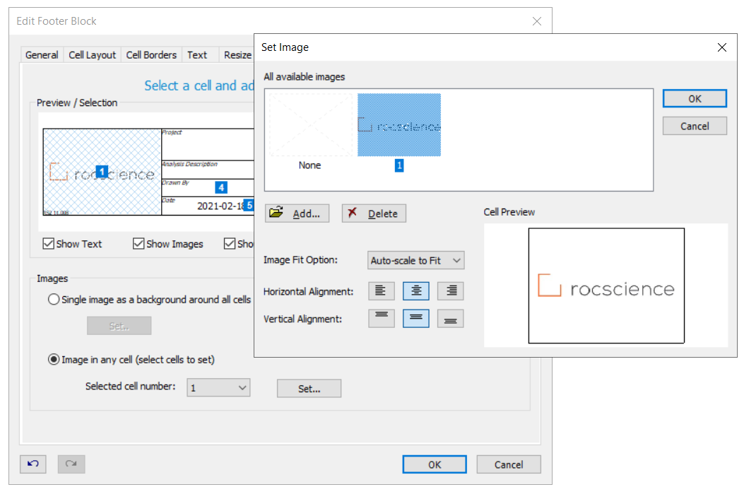 Set image dialog box 