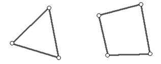 3-noded triangle, 4-noded quadrilateral 