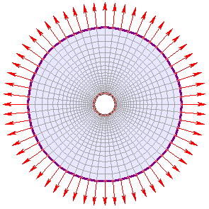 Display of Infinite Elements (radial arrows) on External Boundary 