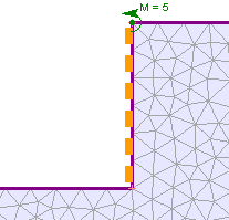 Moment (green circular arrow symbol) applied to liner