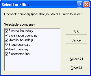 Selection Filter dialog 