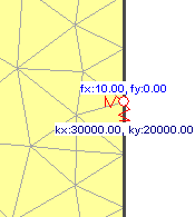 Display of spring applied to node 