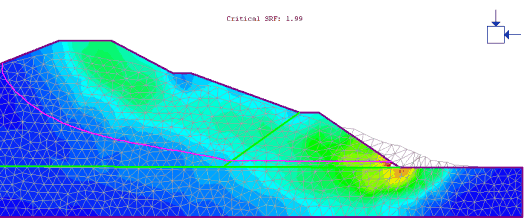 Shear Strength Reduction analysis of dam 