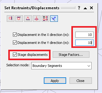 Set Restraints/Displacements dialog box 