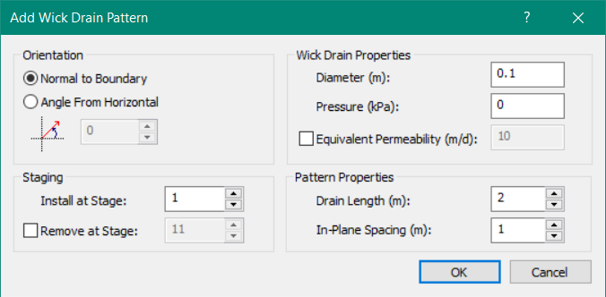 Add Wick Drain Pattern 