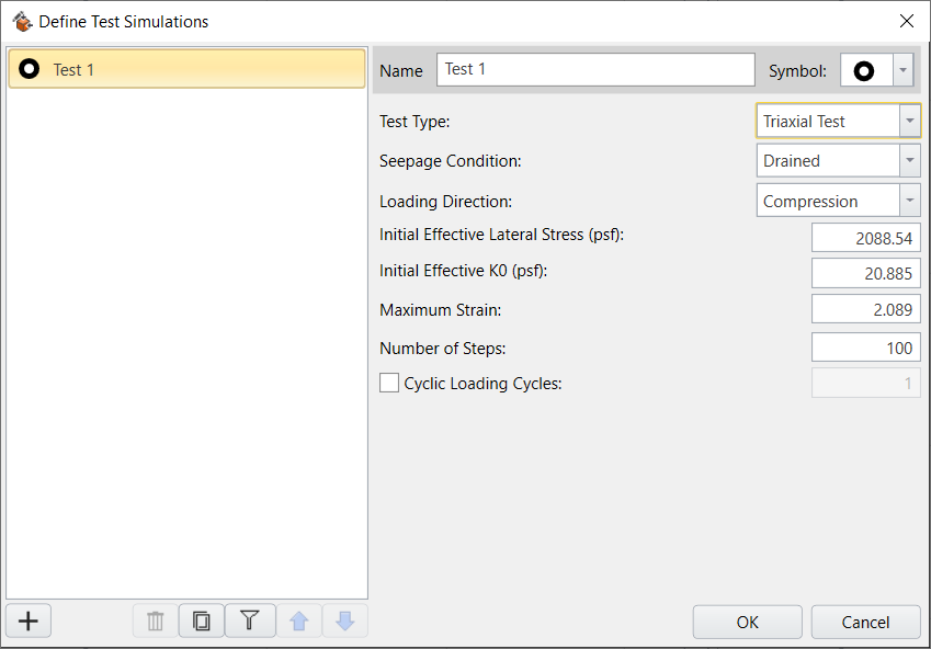 Define test simulation